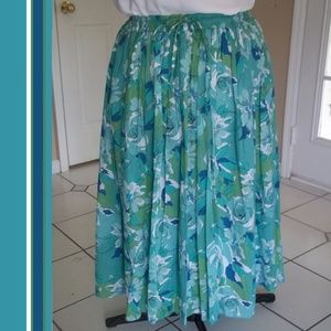 Large Bold Abstract Floral Full Gathered Skirt